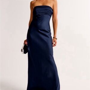 Abercrombie & Fitch Navy Satin Maxi Dress